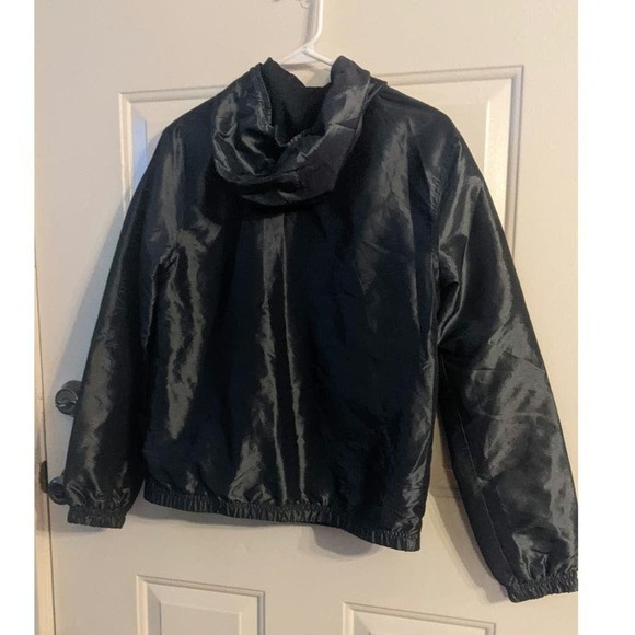 Broken Promises Black Metallic Bomber Jacket with Hood, Small - Picture 7 of 10